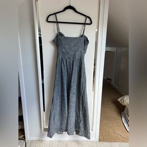 Reformation Linen Tie Front Dress (Blue)